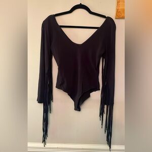 Black Fringe Bodysuit
